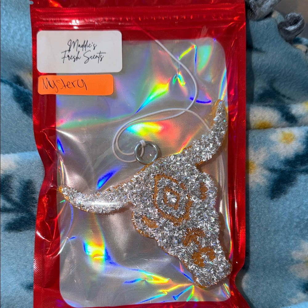 Silver and Orange Bull Head Car freshie